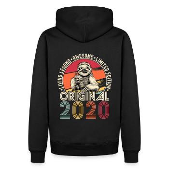 2020 Anniversaire vintage vintage paresseux cadeau - Sweat à capuche Premium bio Homme - noir - Dos - Nico (187cm)