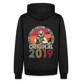 2019 Birthday vintage vintage sloth gift - Men’s Premium Organic Hoodie - black - Back - Nico (187cm)