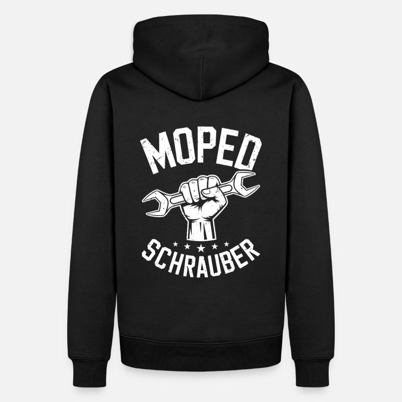 Moped Mechaniker Oldtimer Moped Schrauber - Männer Premium Bio Hoodie - Schwarz