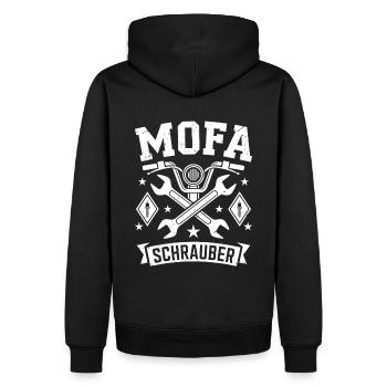 Moped Mechanic Workshop Mechanic - Men’s Premium Organic Hoodie - black - Back - Nico (187cm)