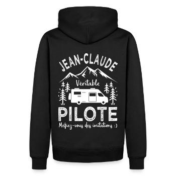 Jean claude véritable pilote camping car Humour - Sweat à capuche Premium bio Homme - noir - Dos - Nico (187cm)