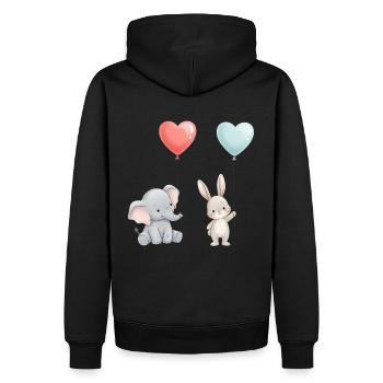 Elefant Hase Liebe Ballon Herz Cute - Männer Premium Bio Hoodie - Schwarz - Hinten - Nico (187cm)