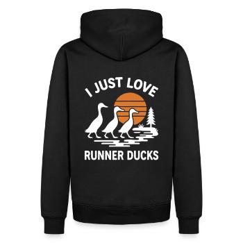 Running Ducks Sunset I Just Love Runner Ducks - Men’s Premium Organic Hoodie - black - Back - Nico (187cm)