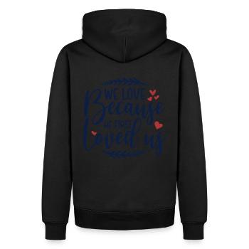 Dieu Jésus nous aime moi toi - Sweat à capuche Premium bio Homme - noir - Dos - Nico (187cm)