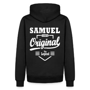 Samuel original Personalisiertes Geschenk Name samuel - Männer Premium Bio Hoodie - Schwarz - Hinten - Nico (187cm)