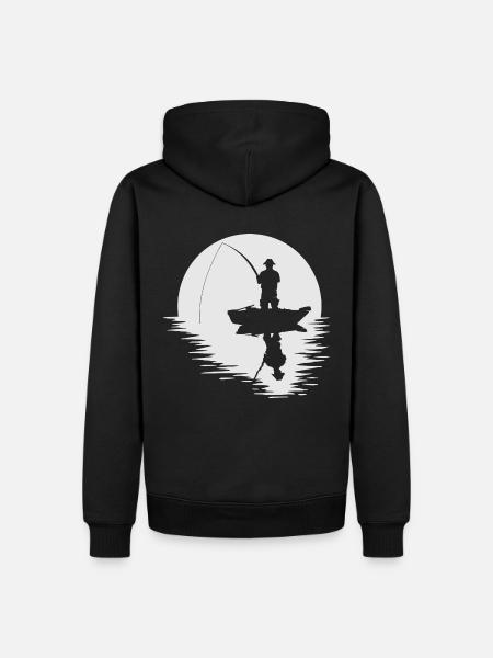 Vollmond Angler Mond angeln Fischen Style Geschenk - Männer Premium Bio Hoodie - Schwarz