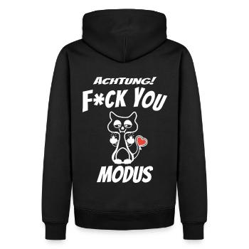 Fuck you Modus - Männer Premium Bio Hoodie - Schwarz - Hinten - Nico (187cm)