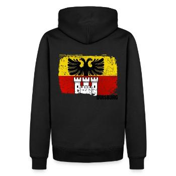 Duisburg Flagge Symbol Emblem - Männer Premium Bio Hoodie - Schwarz - Hinten - Nico (187cm)