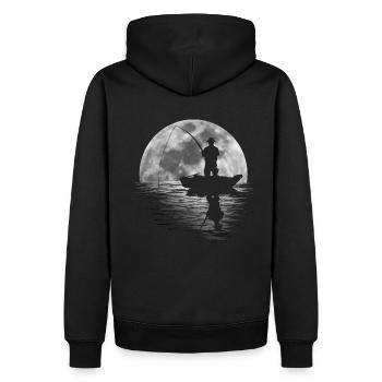 Angler angeln Mond See Boot cool fischen Geschenk - Männer Premium Bio Hoodie - Schwarz - Hinten - Nico (187cm)