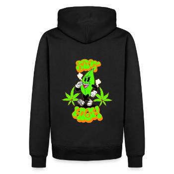 Stay High - Männer Premium Bio Hoodie - Schwarz - Hinten - Nico (187cm)