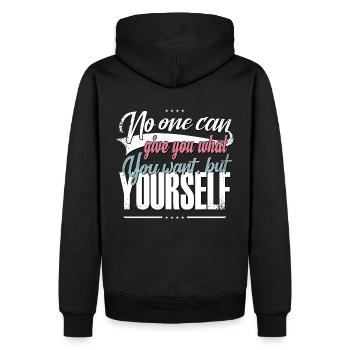Personne ne peut vous donner ce que vous voulez, sauf vous-même - Sweat à capuche Premium bio Homme - noir - Dos - Nico (187cm)