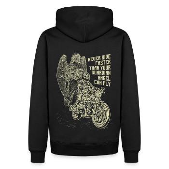 Fahren Sie niemals schneller, als Ihr Schutzengel fliegen kann - Männer Premium Bio Hoodie - Schwarz - Hinten - Nico (187cm)