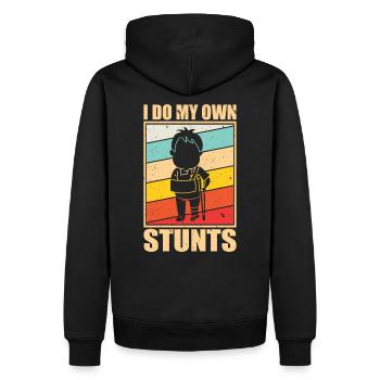 I Do My own Stunts Retro Vintage - Männer Premium Bio Hoodie - Schwarz - Hinten - Nico (187cm)