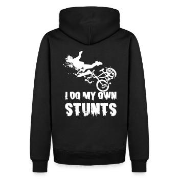 I Do My own Stunts BMX Mountain Bike T Shirt - Männer Premium Bio Hoodie - Schwarz - Hinten - Nico (187cm)