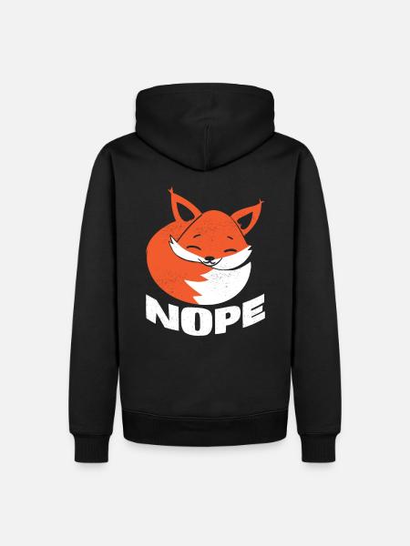 Nope Lazy Fox Fauler Fuchs T Shirt Geschenk - Männer Premium Bio Hoodie - Schwarz