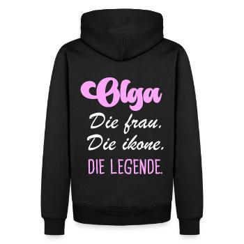Olga die legende - Männer Premium Bio Hoodie - Schwarz - Hinten - Nico (187cm)