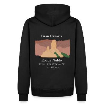 Montagne Roque Nublo Gran Canaria vert brun rouge - Sweat à capuche Premium bio Homme - noir - Dos - Nico (187cm)