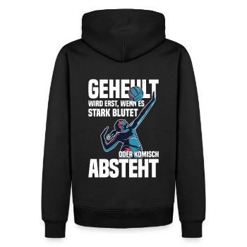 Geheult wird erst wenn es stark blutet Volleyball - Männer Premium Bio Hoodie - Schwarz - Hinten - Nico (187cm)