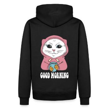 White Main Coon Cat Cat Outfit for - Men’s Premium Organic Hoodie - black - Back - Nico (187cm)