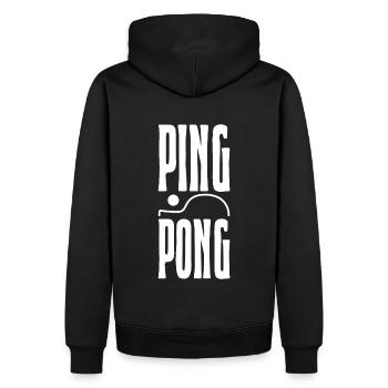 Ping Pong Outfit mit Tischtennisschläger - Männer Premium Bio Hoodie - Schwarz - Hinten - Nico (187cm)