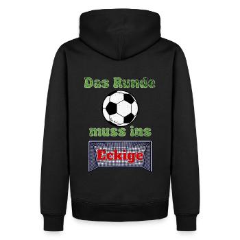 Das Runde muss ins Eckige - Männer Premium Bio Hoodie - Schwarz - Hinten - Nico (187cm)