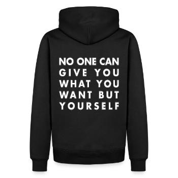 Personne ne peut vous donner ce que vous voulez, sauf vous-même - Sweat à capuche Premium bio Homme - noir - Dos - Nico (187cm)