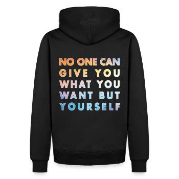 Personne ne peut vous donner ce que vous voulez, sauf vous-même - Sweat à capuche Premium bio Homme - noir - Dos - Nico (187cm)