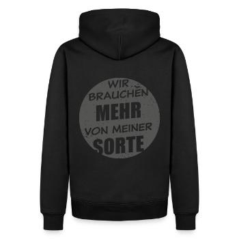 Wir Brauchen Mehr Von Meiner Sorte - dunkel - Männer Premium Bio Hoodie - Schwarz - Hinten - Nico (187cm)