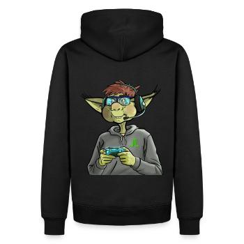 Geek korrigan - Sweat à capuche Premium bio Homme - noir - Dos - Nico (187cm)