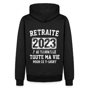 Retraité 2023 humour retraite cadeau pour retraité - Sweat à capuche Premium bio Homme - noir - Dos - Nico (187cm)