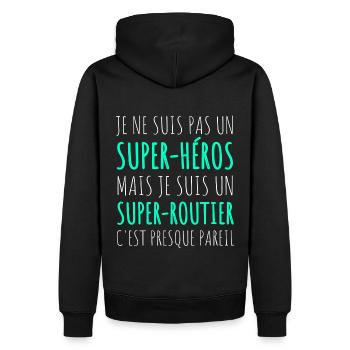 Routier super-héros humour chauffeur routier - Sweat à capuche Premium bio Homme - noir - Dos - Nico (187cm)
