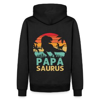 Papasaurus T Rex Dinosaure Papa Saurus Humour Père - Sweat à capuche Premium bio Homme - noir - Dos - Nico (187cm)