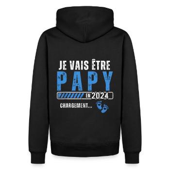 Je vais être papy en 2024 annonce naissance cadeau - Sweat à capuche Premium bio Homme - noir - Dos - Nico (187cm)
