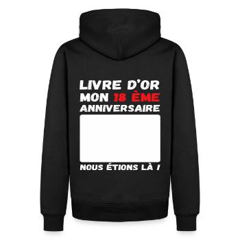 Livre d' or mon 18 ème anniversaire cadeau - Sweat à capuche Premium bio Homme - noir - Dos - Nico (187cm)