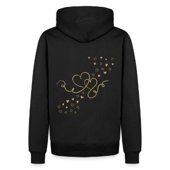 Zwei Herzen werden zu einem - Liebe - Männer Premium Bio Hoodie - Schwarz - Hinten - Nico (187cm)
