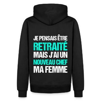 Retraite humour retraité cadeau homme retraité - Sweat à capuche Premium bio Homme - noir - Dos - Nico (187cm)