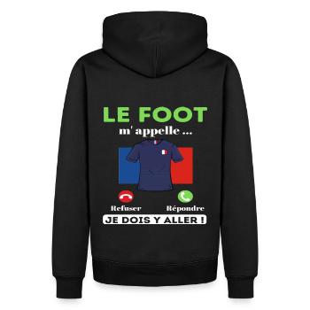 T shirt foot le foot m'appelle cadeau football - Sweat à capuche Premium bio Homme - noir - Dos - Nico (187cm)