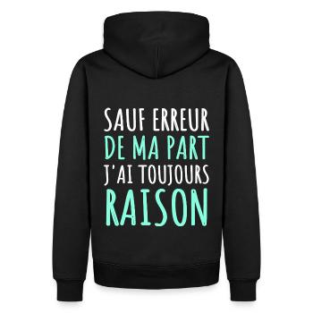 sauf erreur de ma part phrase drôle humour cadeau - Sweat à capuche Premium bio Homme - noir - Dos - Nico (187cm)