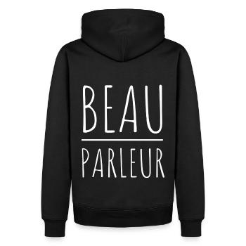 Beau parleur humour homme enfant bébé cadeau - Sweat à capuche Premium bio Homme - noir - Dos - Nico (187cm)