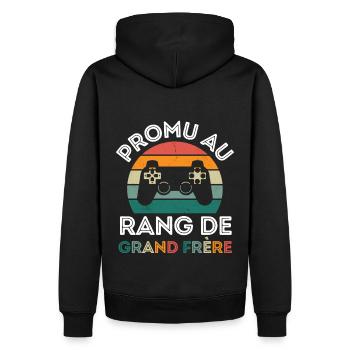 Promu grand frère humour grand frère gamer cadeau - Sweat à capuche Premium bio Homme - noir - Dos - Nico (187cm)
