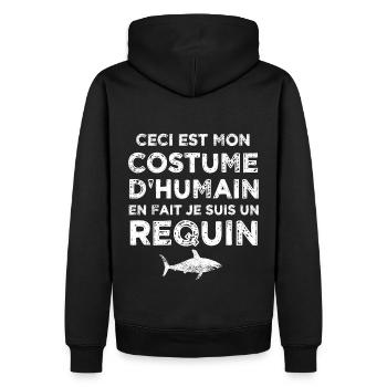 halloween je suis un requin humour cadeau - Sweat à capuche Premium bio Homme - noir - Dos - Nico (187cm)