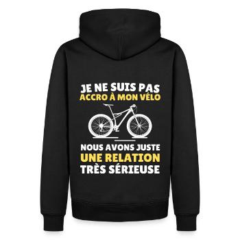 Vélo humour accro à mon vélo cadeau cycliste - Sweat à capuche Premium bio Homme - noir - Dos - Nico (187cm)