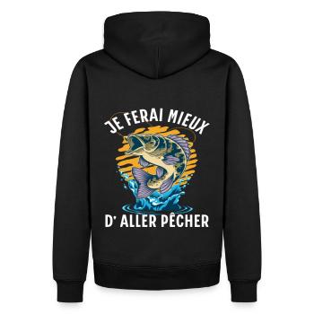 Pêche humour je ferai mieux de pêcher cadeau pêche - Sweat à capuche Premium bio Homme - noir - Dos - Nico (187cm)