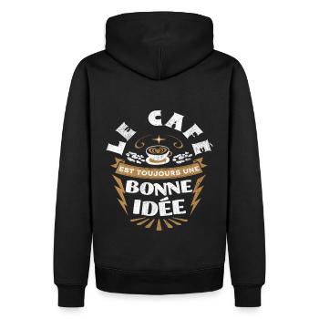 Café le café est une bonne idée humour cadeau - Sweat à capuche Premium bio Homme - noir - Dos - Nico (187cm)