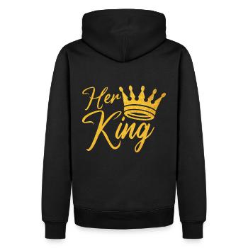 Her King King Queen Pärchenoutfit - Männer Premium Bio Hoodie - Schwarz - Hinten - Nico (187cm)