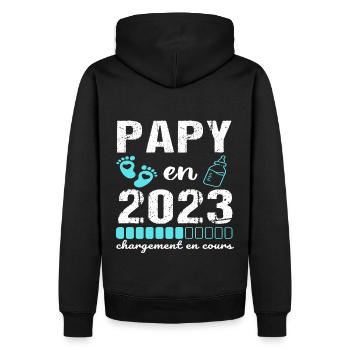 Papy en 2023 annonce naissance cadeau futur papy - Sweat à capuche Premium bio Homme - noir - Dos - Nico (187cm)