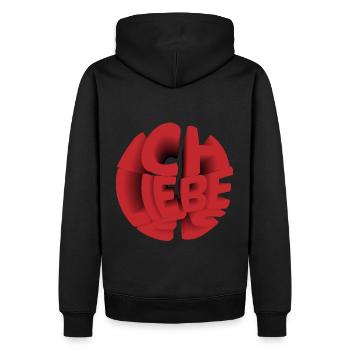 Ich liebe es - Männer Premium Bio Hoodie - Schwarz - Hinten - Nico (187cm)