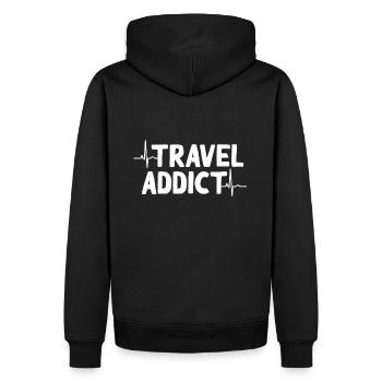 accro au voyage - Sweat à capuche Premium bio Homme - noir - Dos - Nico (187cm)