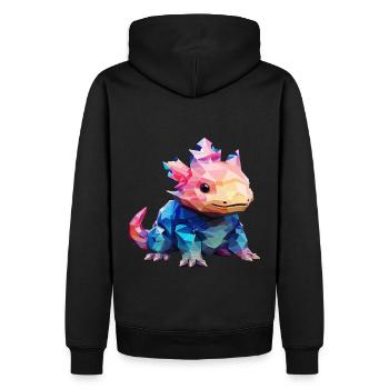 Polygon-Axolotl perfekt für Tierliebhaber - Männer Premium Bio Hoodie - Schwarz - Hinten - Nico (187cm)