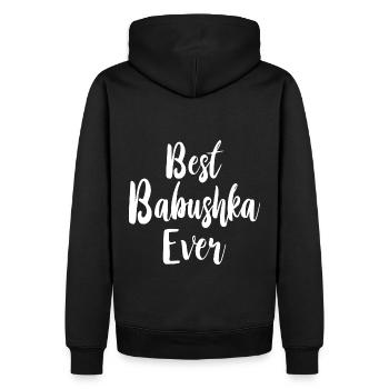 Best Babushka Ever Spruch für russische Oma Russen - Männer Premium Bio Hoodie - Schwarz - Hinten - Nico (187cm)
